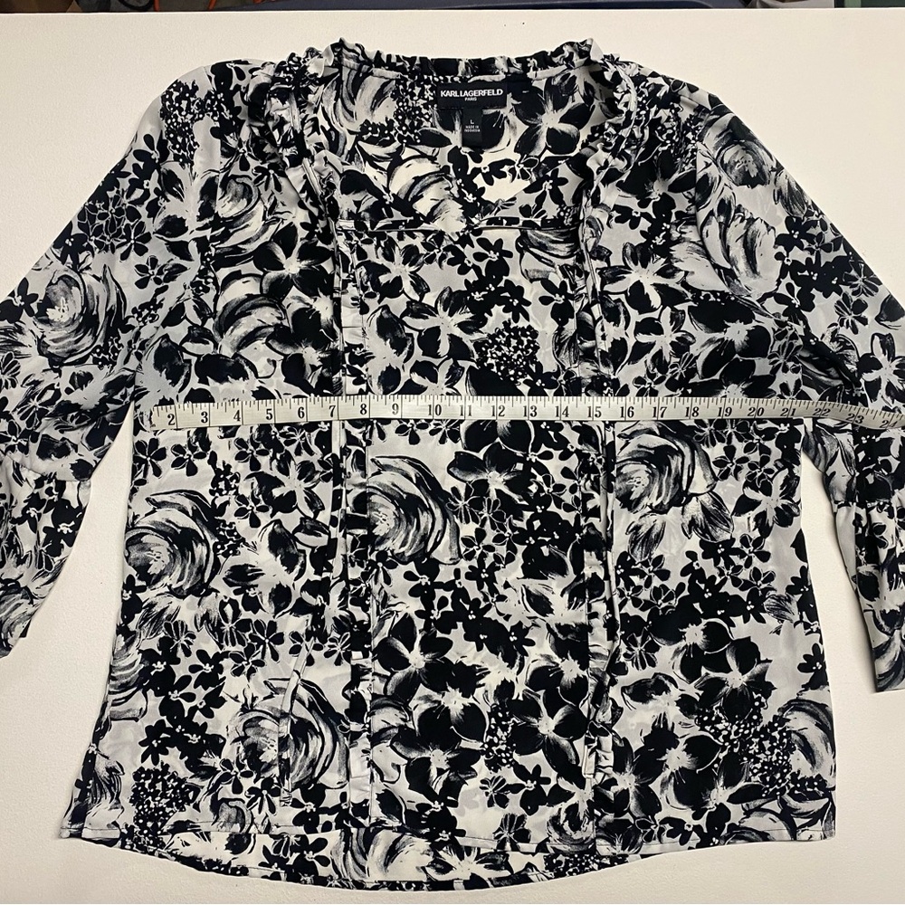 Karl Lagerfeld Monochrome Floral Blouse
